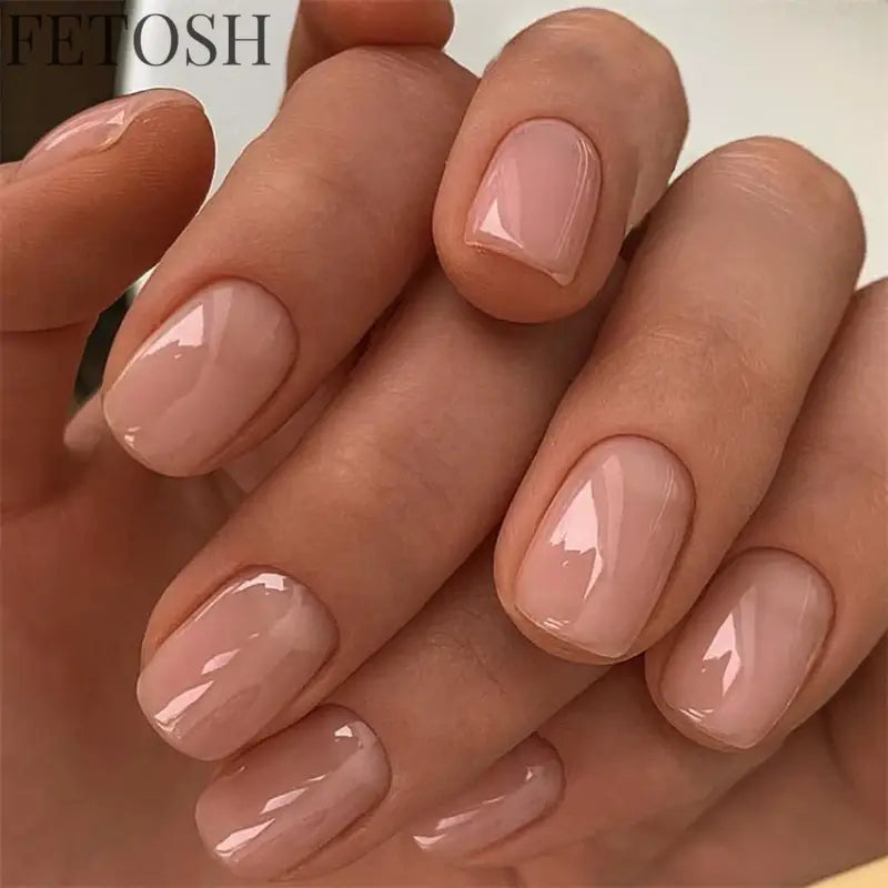 24Ps/Lot Artificial Acrylic Short Fake Nails Solid Color Simple Korean Full Press on Nail Tips Removable Wearing False