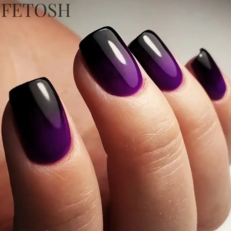 24Pcs Gradient Purple Nail Art Tips Simple Short Square Head False Nails Detachable Fashion Press on Nails Full Cover Fake Nails