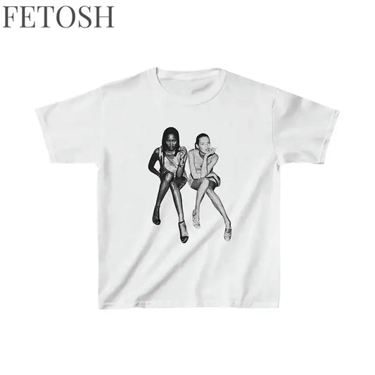 Hip Hop E-girl Graphic Print Y2K Top Summer Harajuku Aesthetics Top Vintage Punk Tee Casual Streetwear Short Sleeve T-shirt