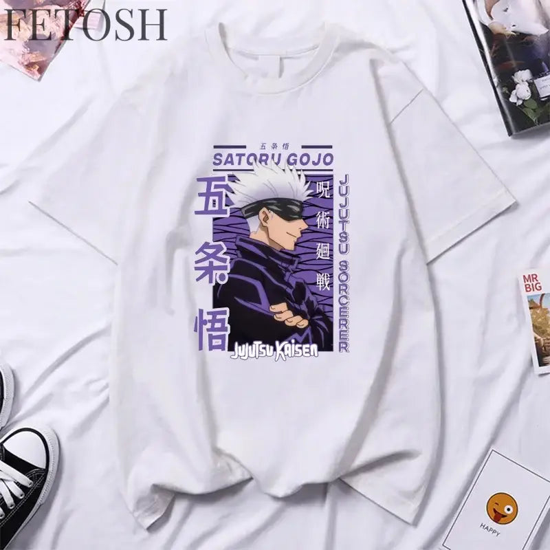Anime Gojo Satoru High Quality Men's and Women's Round Neck Summer Y2k T-shirt