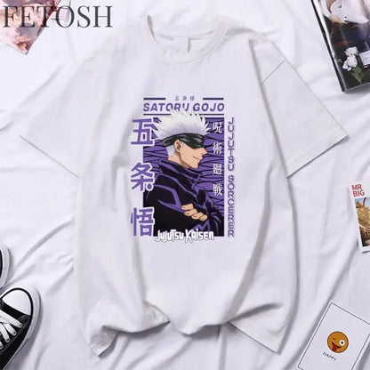 Anime Gojo Satoru High Quality Men's and Women's Round Neck Summer Y2k T-shirt