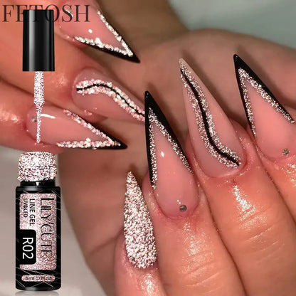 LILYCUTE 5ml White Black Liner Gel Nail Polish Colorful French Painting Stripe Semi Permanent Drawing Nail Art UV Gel Varnish