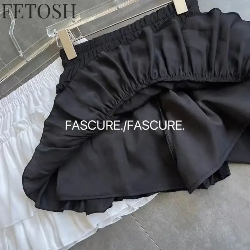 Summer Kawaii White Ruflles Skirt Women Fashion Slim Fit Chiffon Mini Skirts Giris Y2k All Match Elastic High Waist