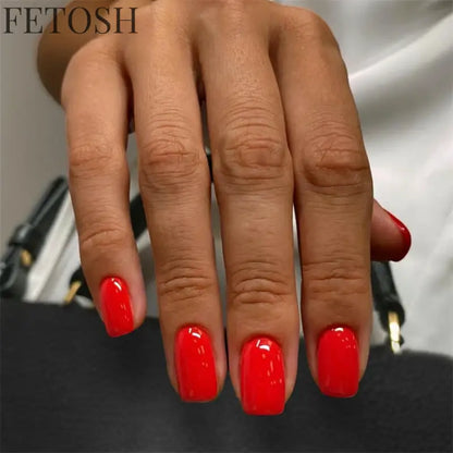 24Ps/Lot Artificial Acrylic Short Fake Nails Solid Color Simple Korean Full Press on Nail Tips Removable Wearing False Nails Art
