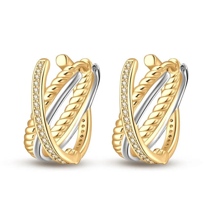 Women's 925 Sterling Silver Classic Gold Pearl Inlaid Earrings Elegant Suitable For Engagement Wedding Party Exquisite Jewelry