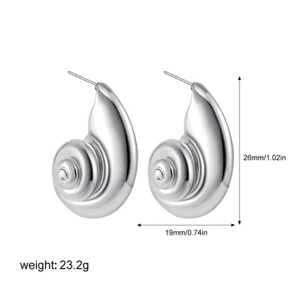Punk Gold Plated Texture Stainless Steel Snail Conch Shell Earrings for Women Zircon Starfish Earring Summer Beach Jewelry Gifts