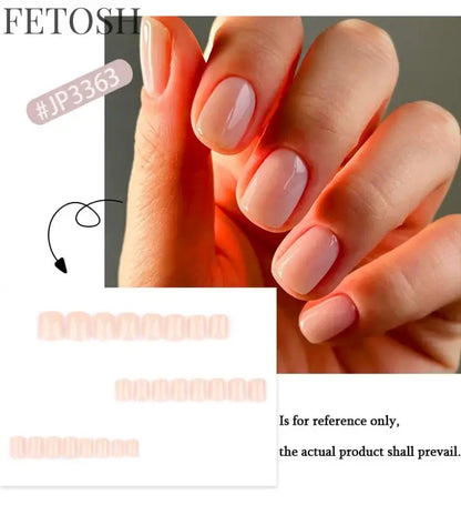 Classic Pure Color Nail Art Fashion Short Square Fake Nails Solid Color Detachable Finished False Nails Press on Nails with Glue