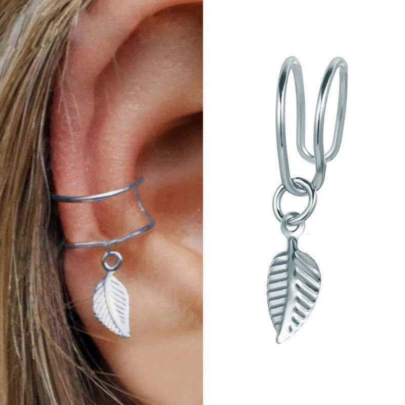 Fashion Zircon Double-layer Ear Cuff No Piercing Earring 2024 Trendy Punk Unique Metal Geometric Ear Clip for Women Jewelry