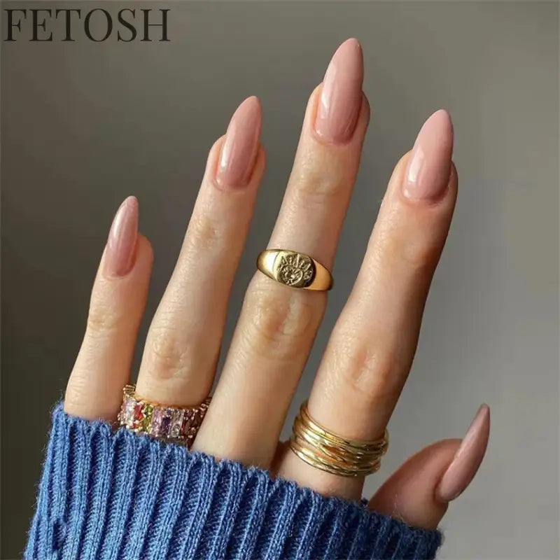 24Ps/Lot Artificial Acrylic Short Fake Nails Solid Color Simple Korean Full Press on Nail Tips Removable Wearing False