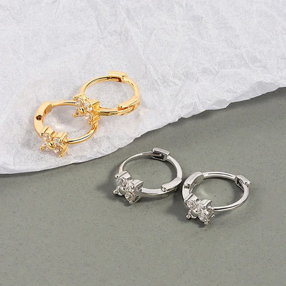 2PC Stainless Steel Little Huggies Hoop Earrings For Women Tiny Crystal Zirconia Pendant Cartilage Earrings Piercing Jewelry