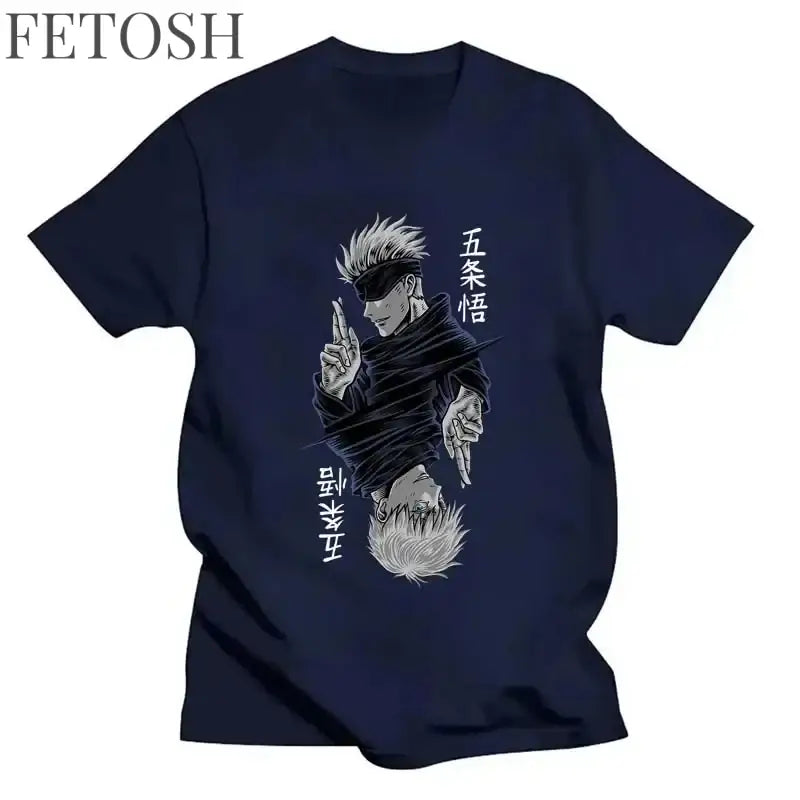 Fashion Jujutsu Kaisen Satoru Gojo Anime Printed Lady O-Neck Short Sleeve Women's T Shirt Black White Short Sleeve Summer Top