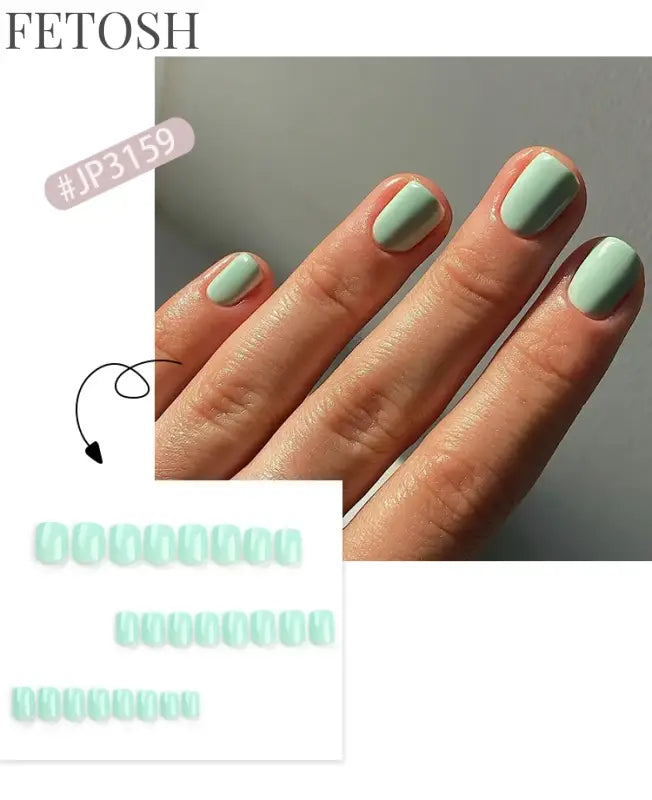 Glossy Solid Color Nail Art Short Square Colored Detachable Fake Nails Wearable Finished False Nails Press on Nails