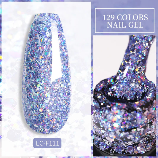 LILYCUTE Glitter Sequins UV Gel Nail Polish Shiny Spring Summer Color Semi Permanant Soak Off All For Manicure Nail Art Varnish