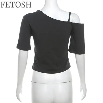 Gothic Tee Y2k Letter Print Off Shoulder Punk T-shirts Women Harajuku Summer Streetwear Grunge T Shirt Aesthetic Sexy Crop Tops