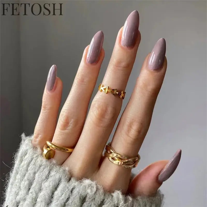 24Ps/Lot Artificial Acrylic Short Fake Nails Solid Color Simple Korean Full Press on Nail Tips Removable Wearing False