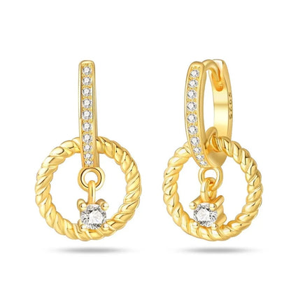 Women's 925 Sterling Silver Classic Gold Pearl Inlaid Earrings Elegant Suitable For Engagement Wedding Party Exquisite Jewelry