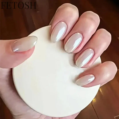 Romantic French White Nude Pink Gradient Chic Varied Short Fake Nails Art False Nails Charming Tip Press on Nails Manicure Tools