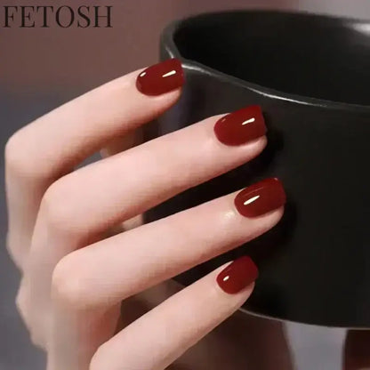 24pcs/Box Long Coffin False Nails Art Rose with Glue Wearable Nude Pink White Color Jelly Nails Tips Full Cover Press on Nails