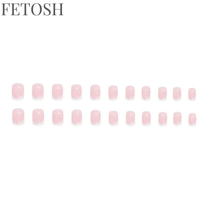 24 Square Short Fake Nails +1 Nail File +1 Piece of Jelly Glue