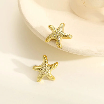 2Pcs/Set Fashion Starfish Stud Earrings For Women Geometric Gold Silver Color Temperament Earrings Summer Beach Jewelry Gift New