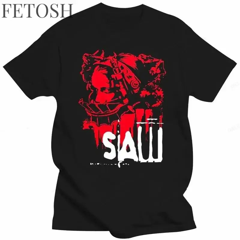 Movie SAW Horror Head Torture T Shirt Men Women Fashion Cotton T-shirt Vintage Clothes O-Neck Tees Horror Harajuku Tops