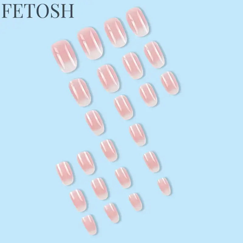 24Pcs Oval Short Pink Press on Nails Simple Ombre Spring False Nail for Sweet Sassy Cool Women&Girl Removable Wearable