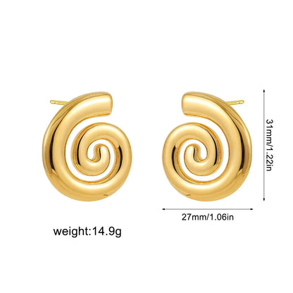 Punk Gold Plated Texture Stainless Steel Snail Conch Shell Earrings for Women Zircon Starfish Earring Summer Beach Jewelry Gifts