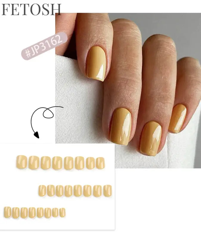 Glossy Solid Color Nail Art Short Square Colored Detachable Fake Nails Wearable Finished False Nails Press on Nails