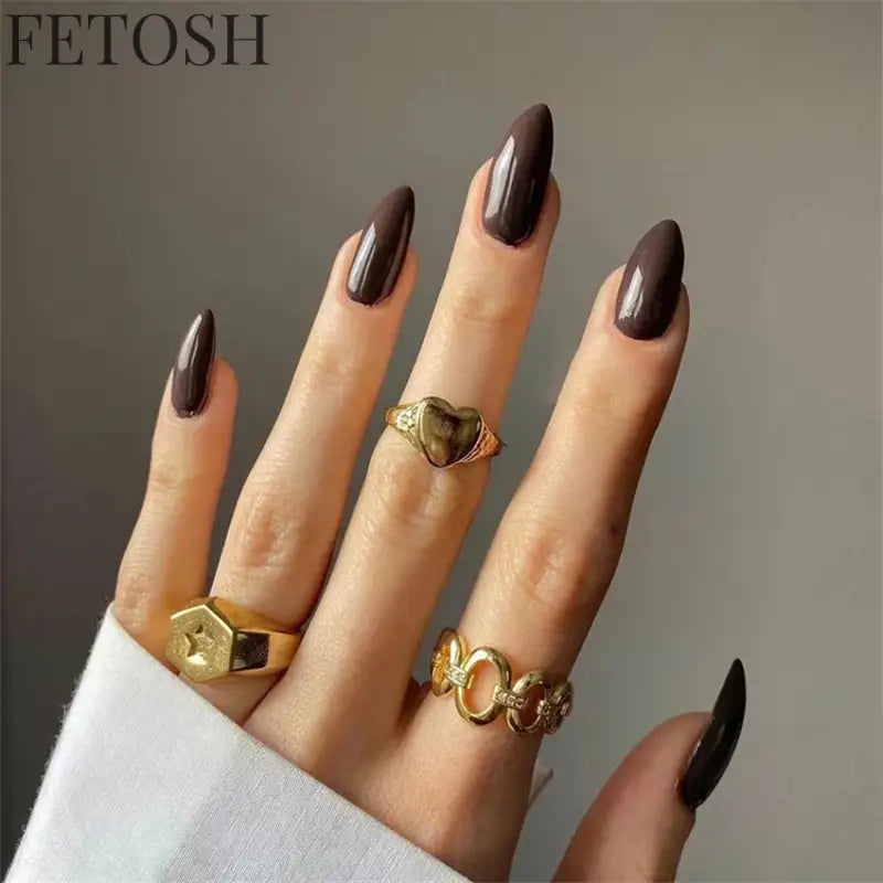 24Ps/Lot Artificial Acrylic Short Fake Nails Solid Color Simple Korean Full Press on Nail Tips Removable Wearing False