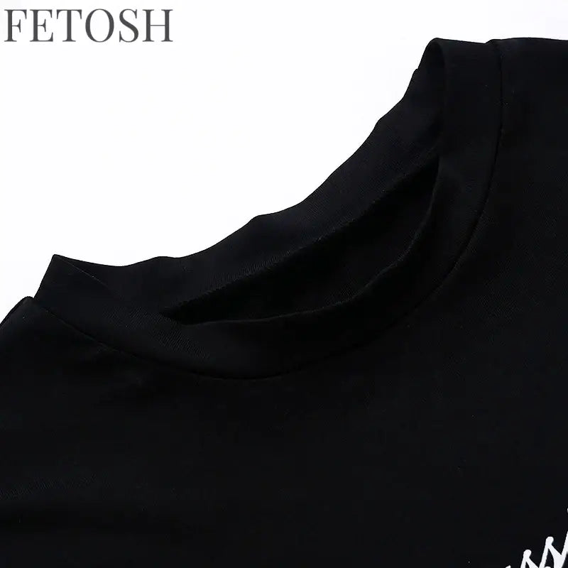 Y2k Streetwear Crop Tops Letter Print Black Tees Short Sleeve Graphics T Shirt Womens 2023