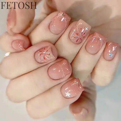 24Pcs Solid Color Wine Red Design Press on Nail Short Square False Nails Simple Detachable Finished Full Cover Nail Tips